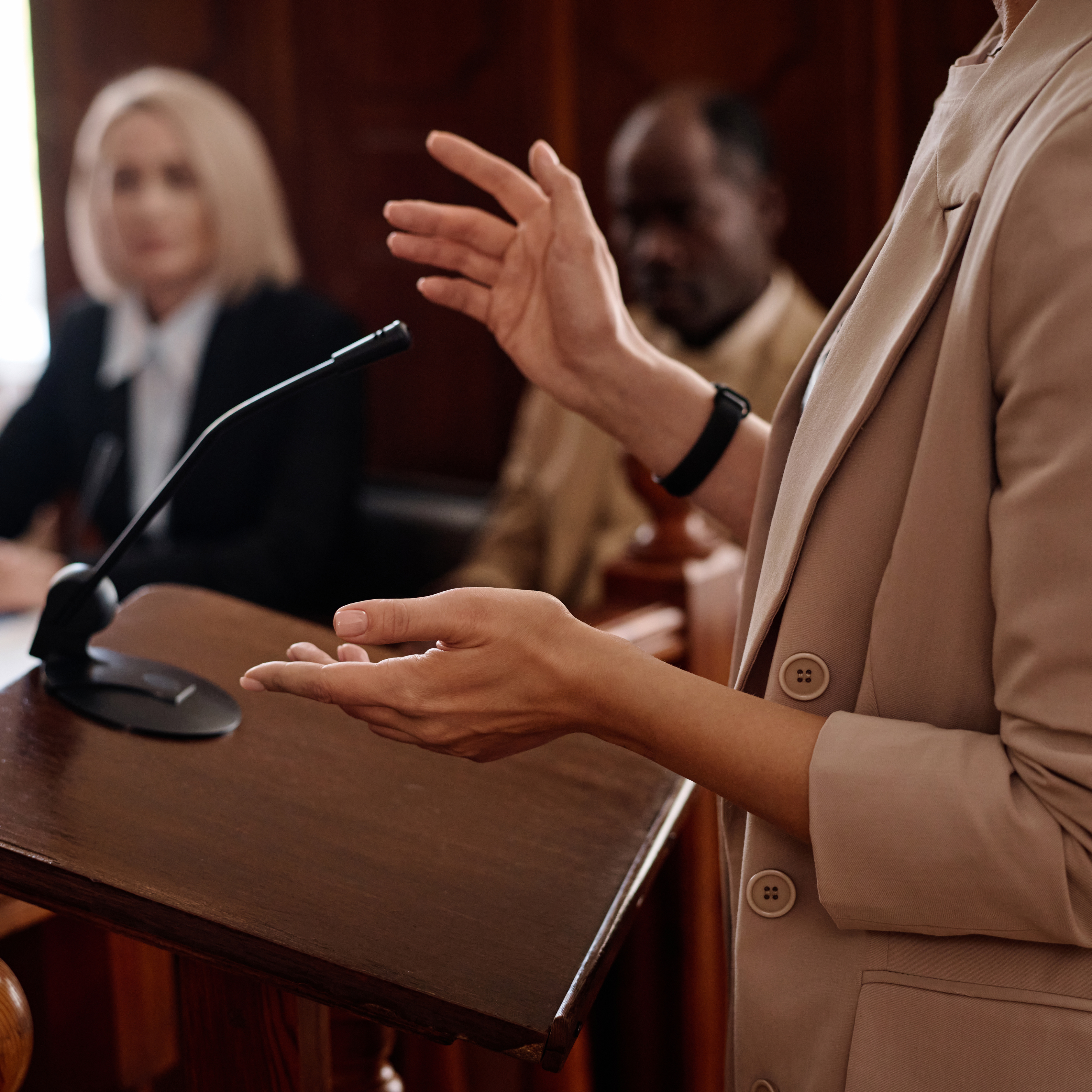 Expert witness speaking in court